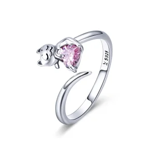 (immagine per) Anello aperto tipo Pandora Gatto carino - SCR446