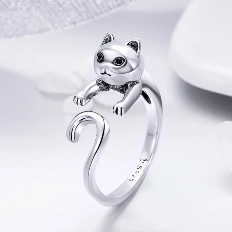 (immagine per) Anello aperto tipo Pandora Gatto cattivo - SCR409 - Visualizza 2