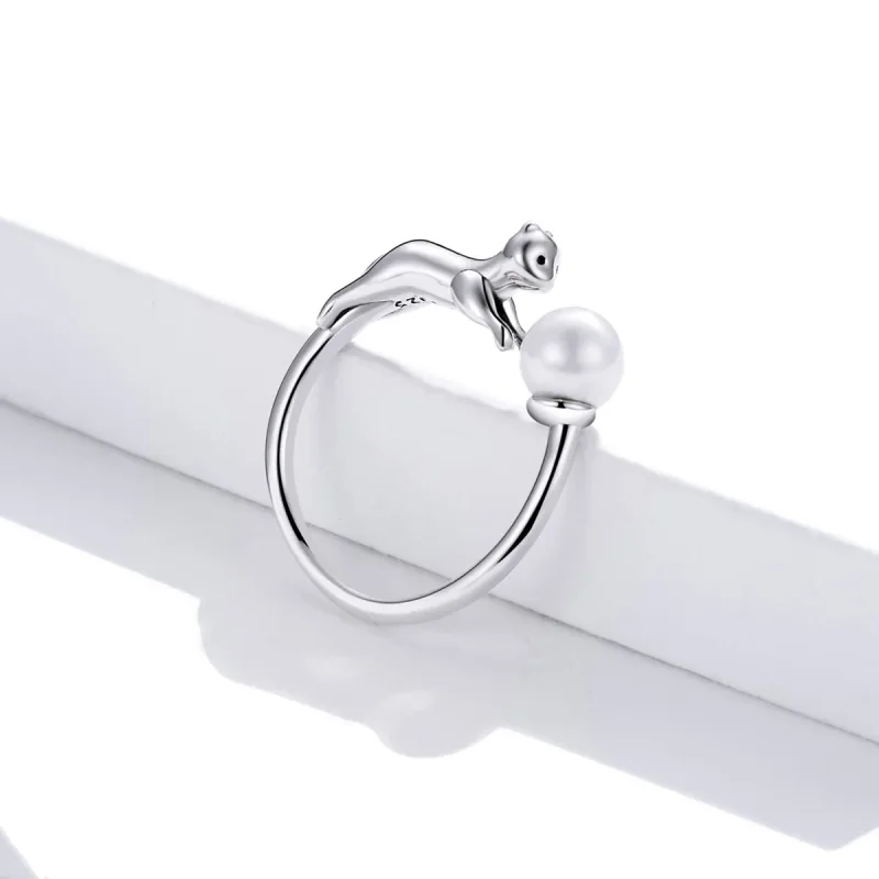 (immagine per) Anello aperto tipo Pandora Il gatto gioca a palla - SCR683 - Visualizza 3