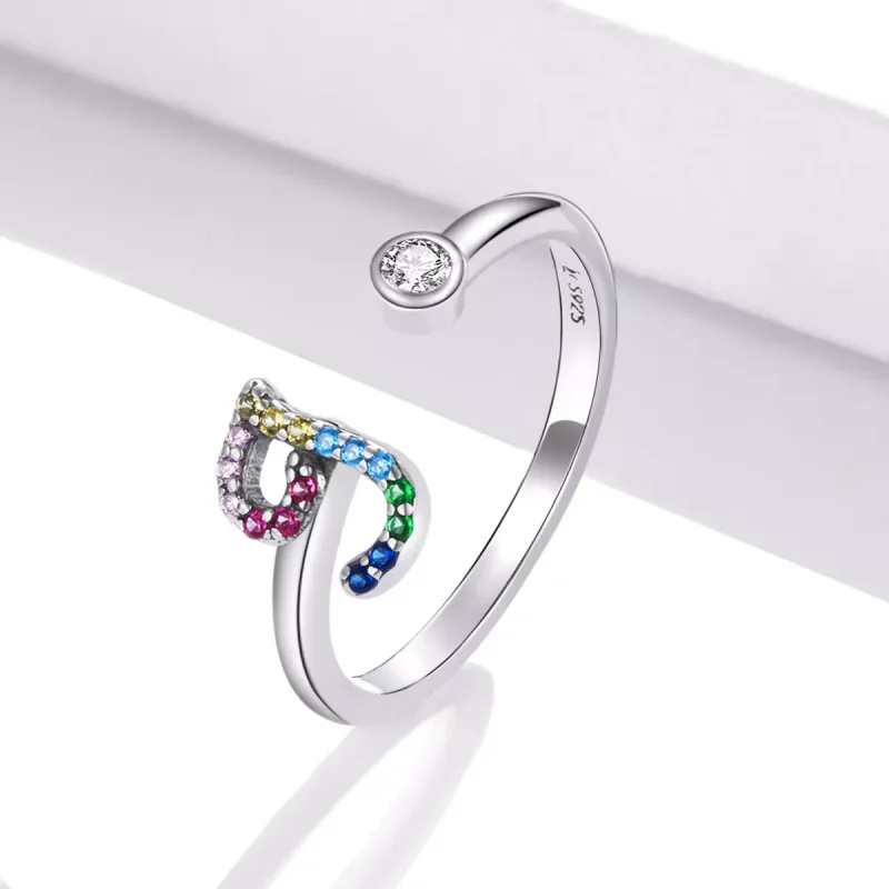(immagine per) Anello aperto tipo Pandora Lettera colorata-J - SCR723-J - Visualizza 2