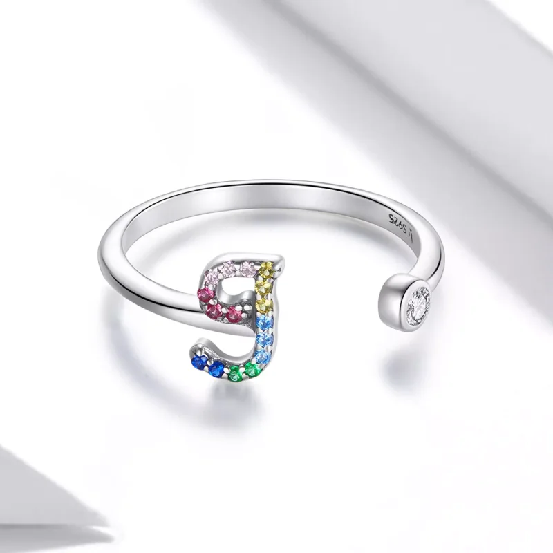 (immagine per) Anello aperto tipo Pandora Lettera colorata-J - SCR723-J - Visualizza 3