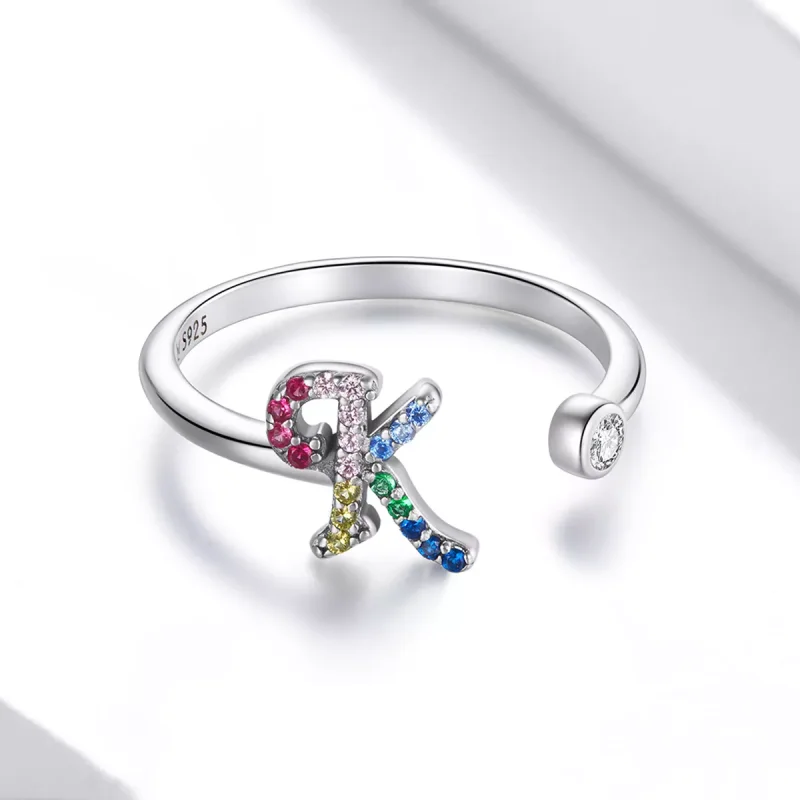 (immagine per) Anello aperto tipo Pandora Lettera colorata-K - SCR723-K - Visualizza 3