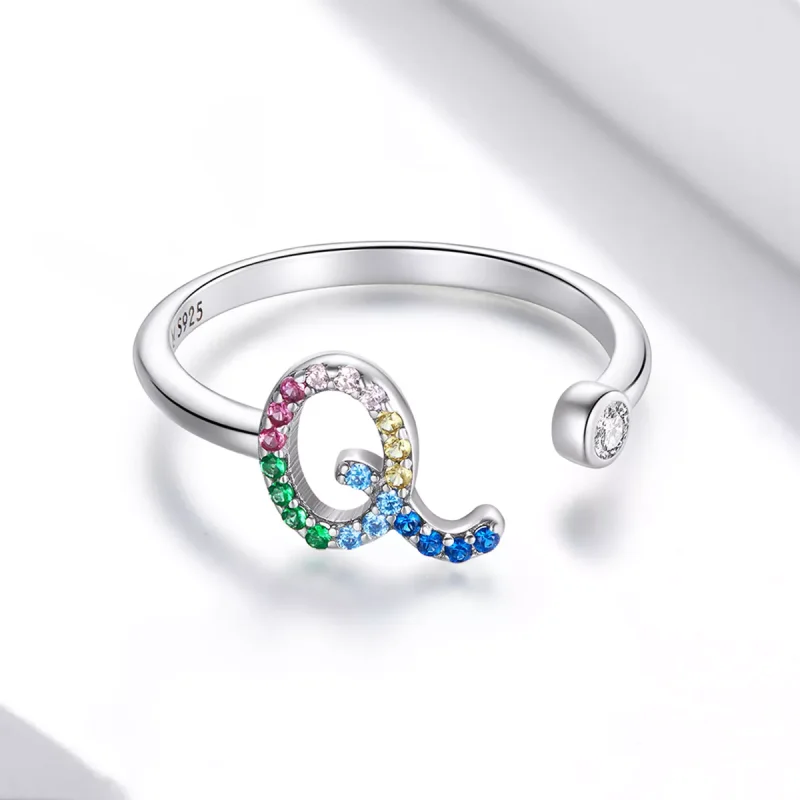 (immagine per) Anello aperto tipo Pandora Lettera colorata-Q - SCR723-Q - Visualizza 3