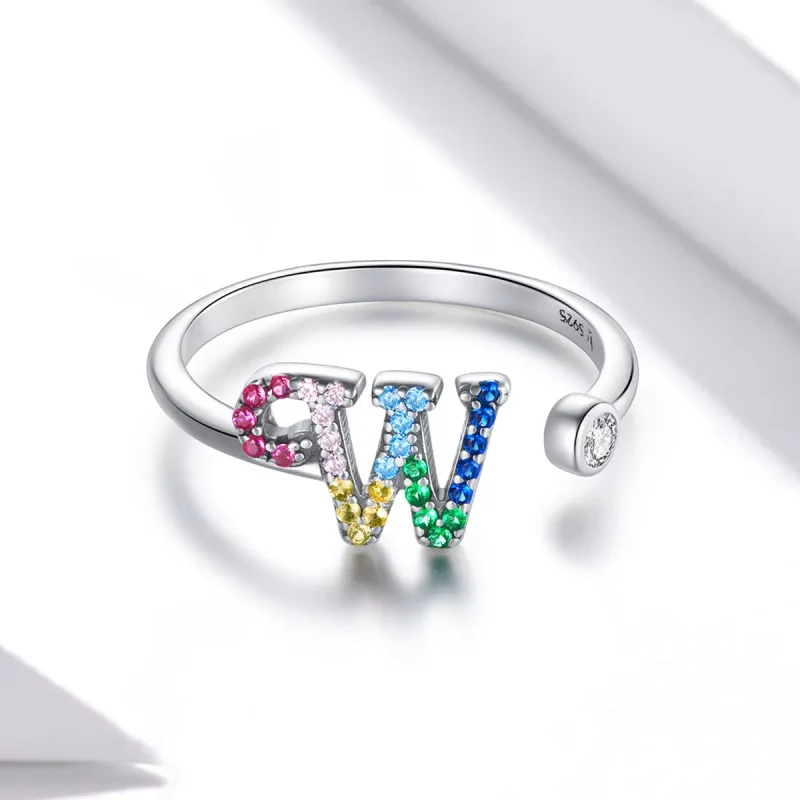(immagine per) Anello aperto tipo Pandora Lettera colorata-W - SCR723-W - Visualizza 3