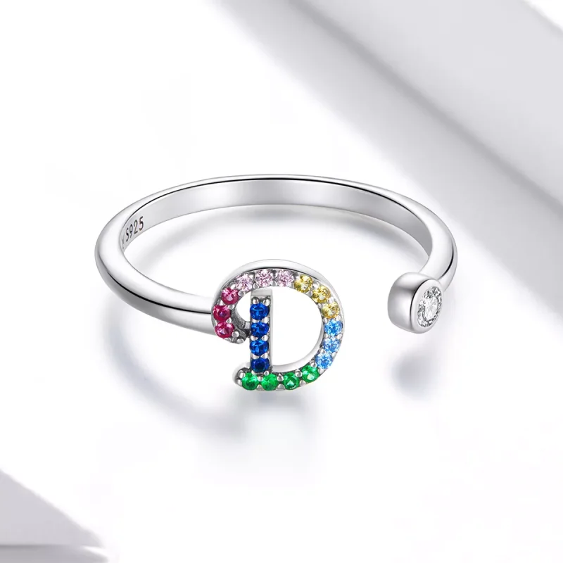 (immagine per) Anello aperto tipo Pandora Lettera-D colorata - SCR723-D - Visualizza 3