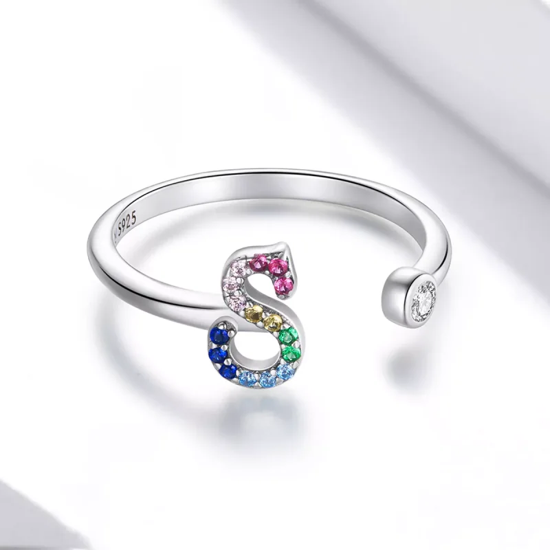 (immagine per) Anello aperto tipo Pandora Lettera-S colorata - SCR723-S - Visualizza 3