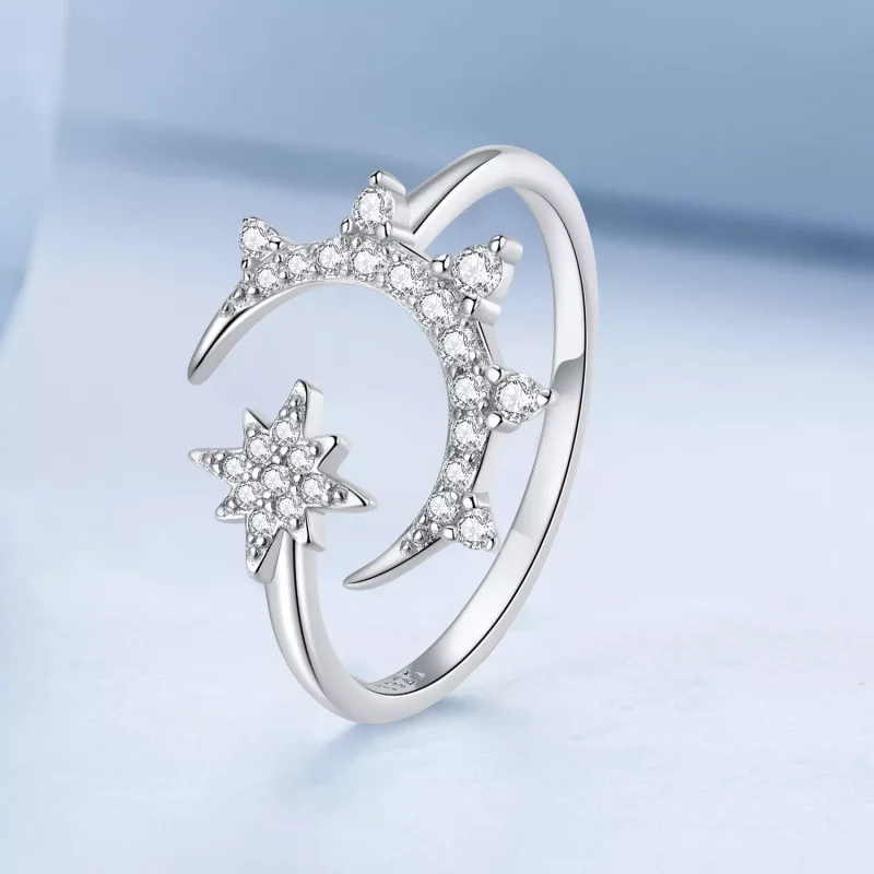 (immagine per) Anello aperto tipo Pandora Luna e Stelle - BSR300 - Visualizza 2