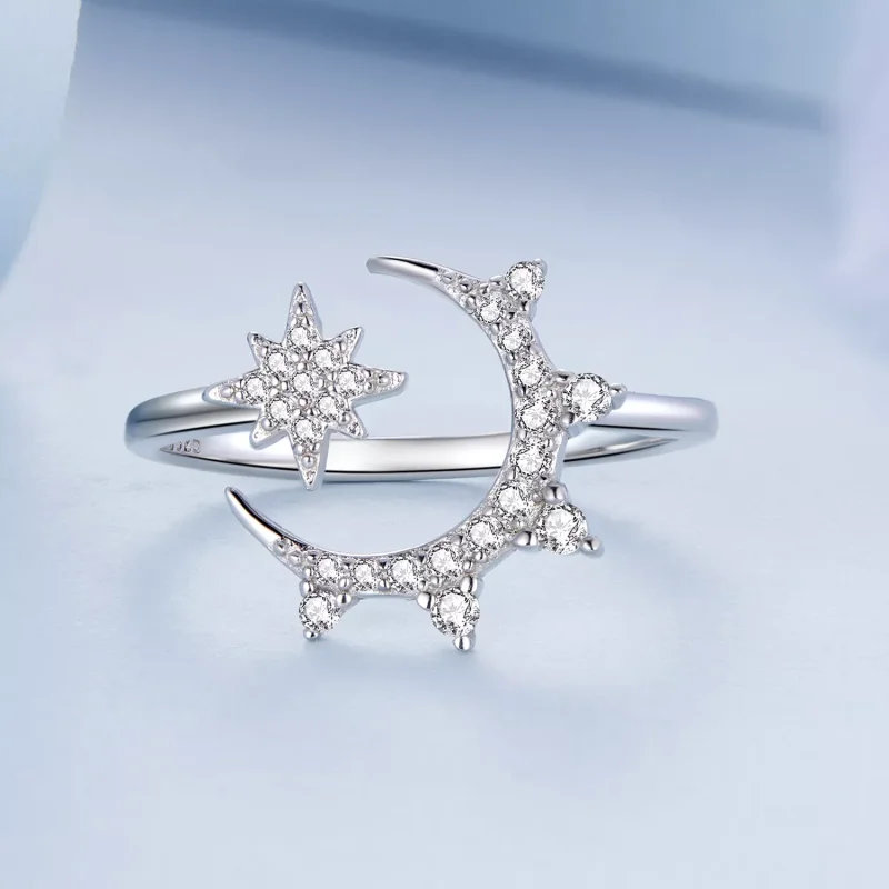 (immagine per) Anello aperto tipo Pandora Luna e Stelle - BSR300 - Visualizza 3