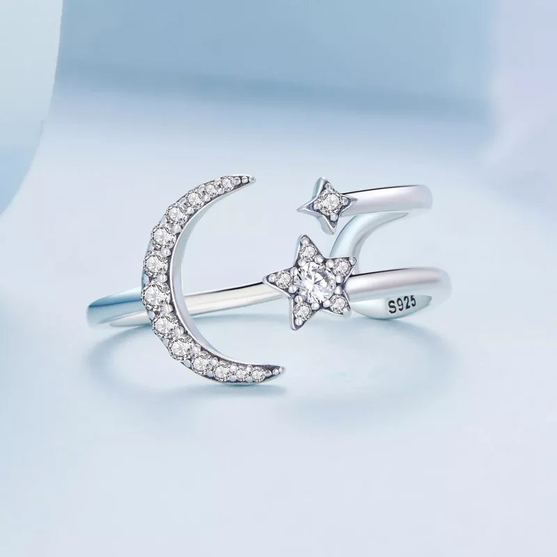 (immagine per) Anello aperto tipo Pandora Luna e Stelle - BSR305 - Visualizza 3