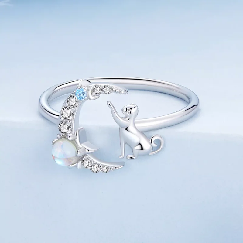 (immagine per) Anello aperto tipo Pandora Luna Gatto - BSR315 - Visualizza 3