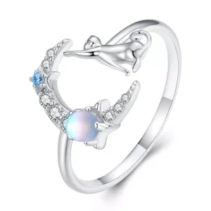(immagine per) Anello aperto tipo Pandora Luna Gatto - BSR315