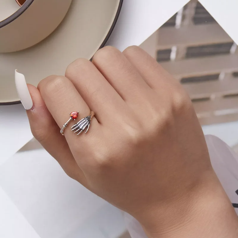 (immagine per) Anello aperto tipo Pandora Mano Teschio - SCR876 - Visualizza 5