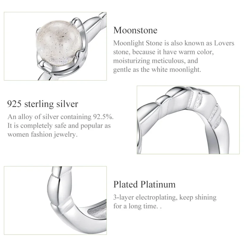 (immagine per) Anello aperto tipo Pandora Pietra di luna - SCR536 - Visualizza 3