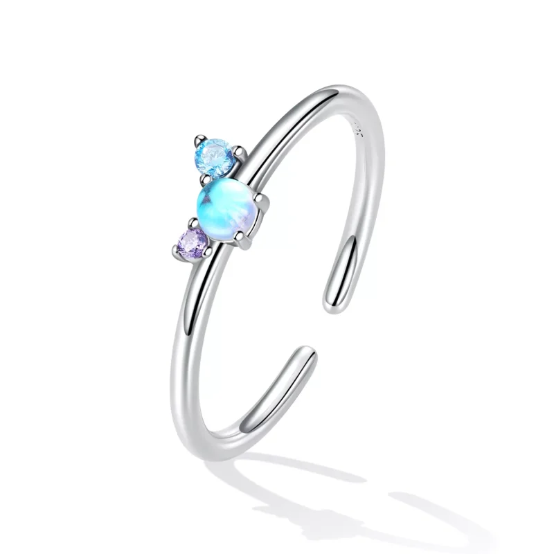 (immagine per) Anello aperto tipo Pandora Pietra lunare colorata - SCR824 - Visualizza 2