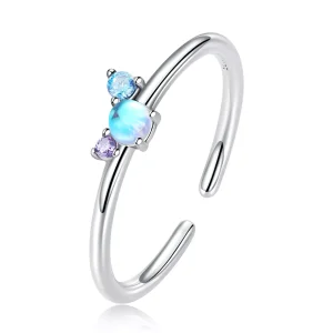 (immagine per) Anello aperto tipo Pandora Pietra lunare colorata - SCR824