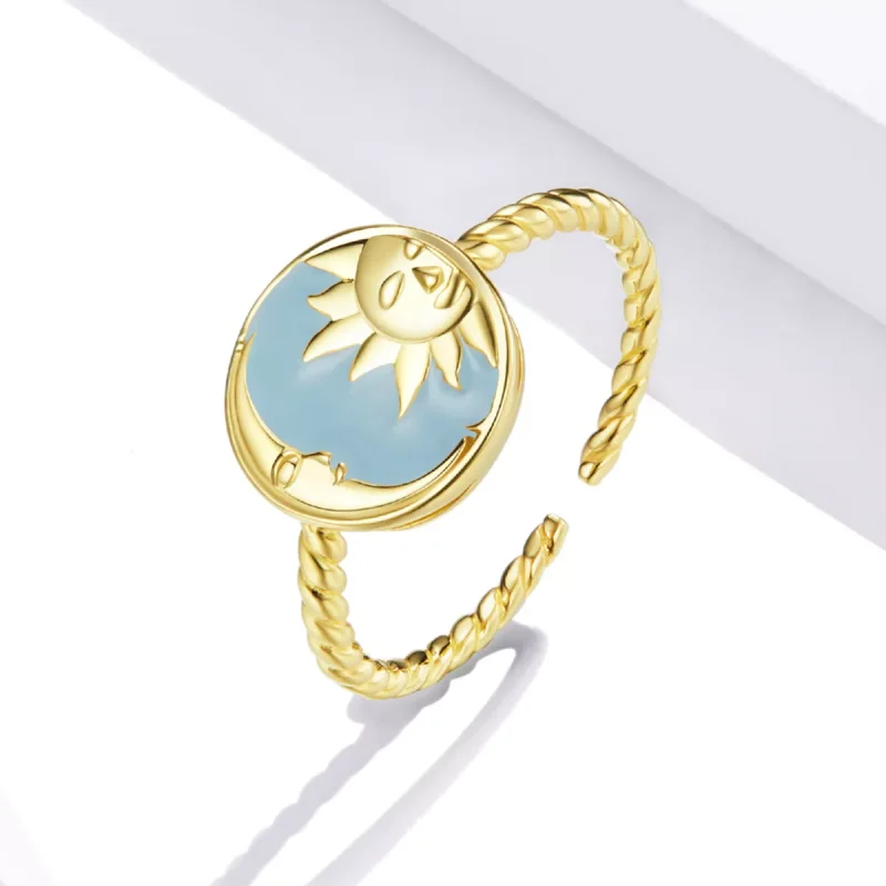 (immagine per) Anello aperto tipo Pandora Sole e Luna brillano insieme - SCR732 - Visualizza 2