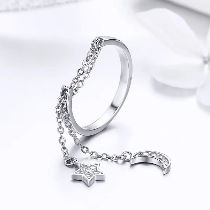 (immagine per) Anello aperto tipo Pandora Stella e Luna - SCR407 - Visualizza 3