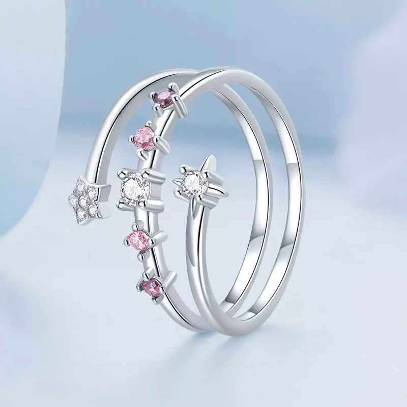 (immagine per) Anello aperto tipo Pandora Stelle multistrato - BSR310 - Visualizza 2