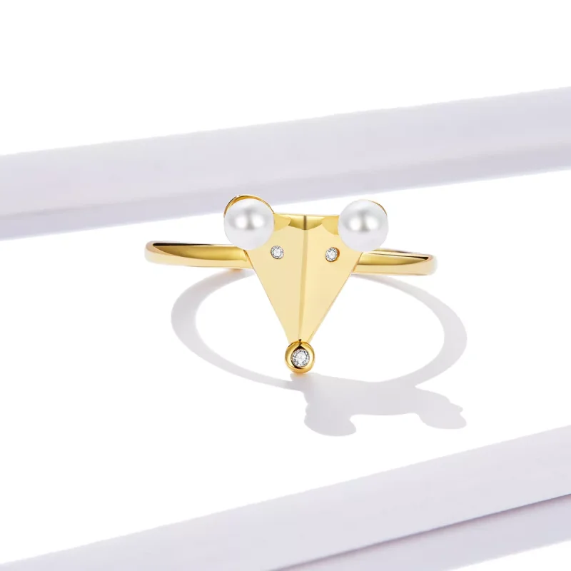 (immagine per) Anello aperto tipo Pandora Topo Perla - BSR103 - Visualizza 4
