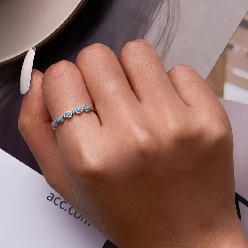 (immagine per) Anello aperto tipo Pandora Torsione Turchese - SCR823 - Visualizza 6