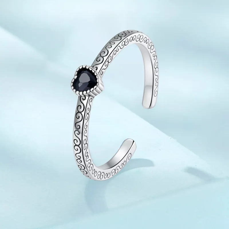 (immagine per) Anello aperto tipo Pandora Zircone nero vintage - SCR878 - Visualizza 2