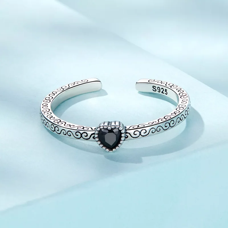 (immagine per) Anello aperto tipo Pandora Zircone nero vintage - SCR878 - Visualizza 3