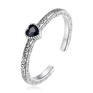 (immagine per) Anello aperto tipo Pandora Zircone nero vintage - SCR878