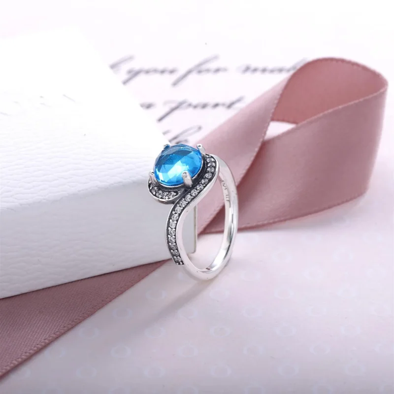 (immagine per) Anello Solitario Glaciale con zaffiro- 190968NBS - Anelli | PANDORA - Visualizza 3