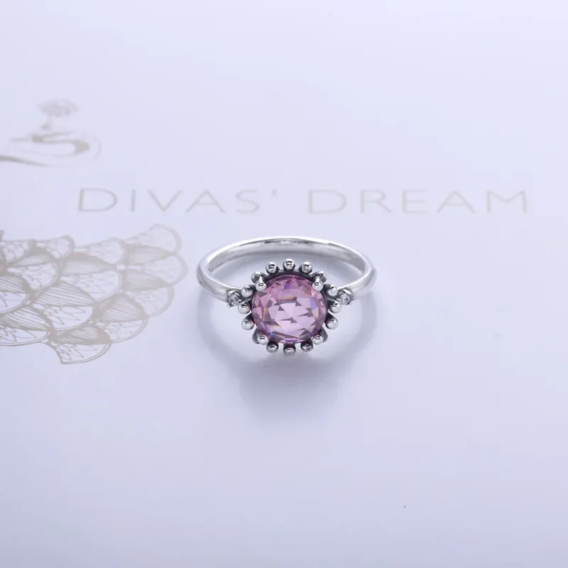 (immagine per) Silver Ring Light Colour Amethyst 190850Pam Anelli Pandora - Visualizza 3