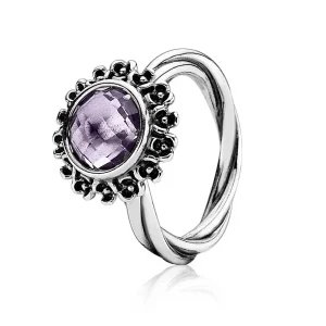 (immagine per) Silver Ring Light Colour Amethyst 190850Pam Anelli Pandora