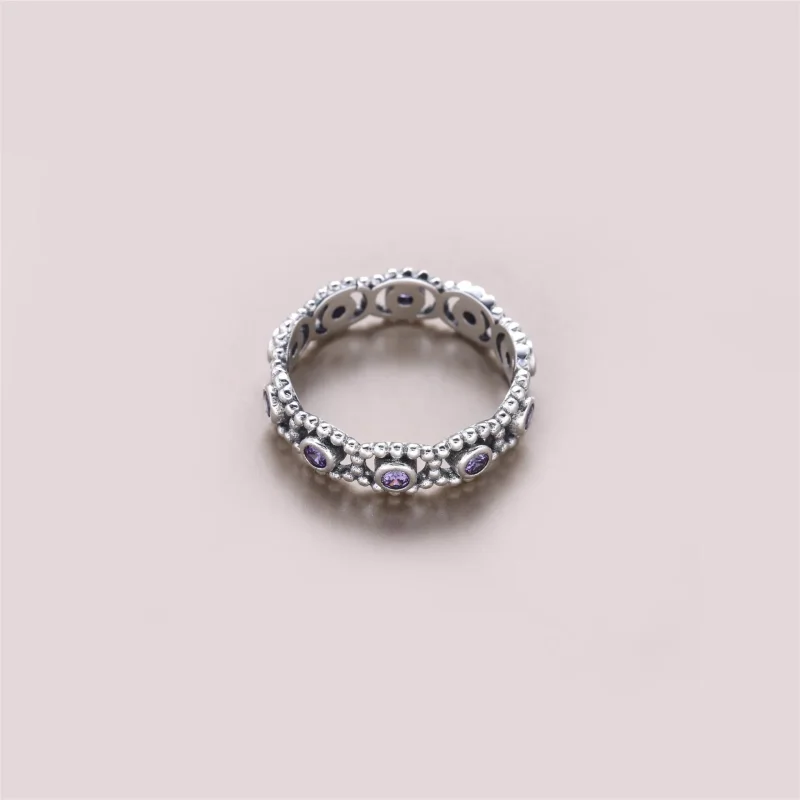 (immagine per) Anello Eternity in argento con motivo a cerchi di zirconia cubica rosa - 190881P - Visualizza 2
