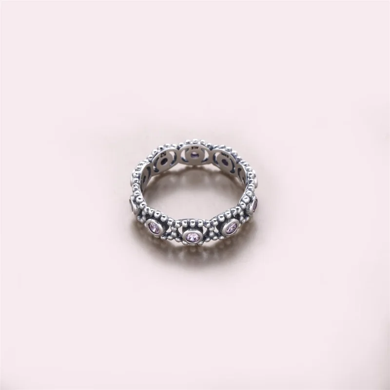 (immagine per) Anello Eternity in argento con motivo a cerchi di zirconia cubica rosa - 190881P - Visualizza 3