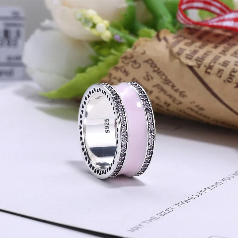 (immagine per) Anello Fascia Cuori Rosa Chiaro - 191024EN40 - Anelli | PANDORA - Visualizza 2