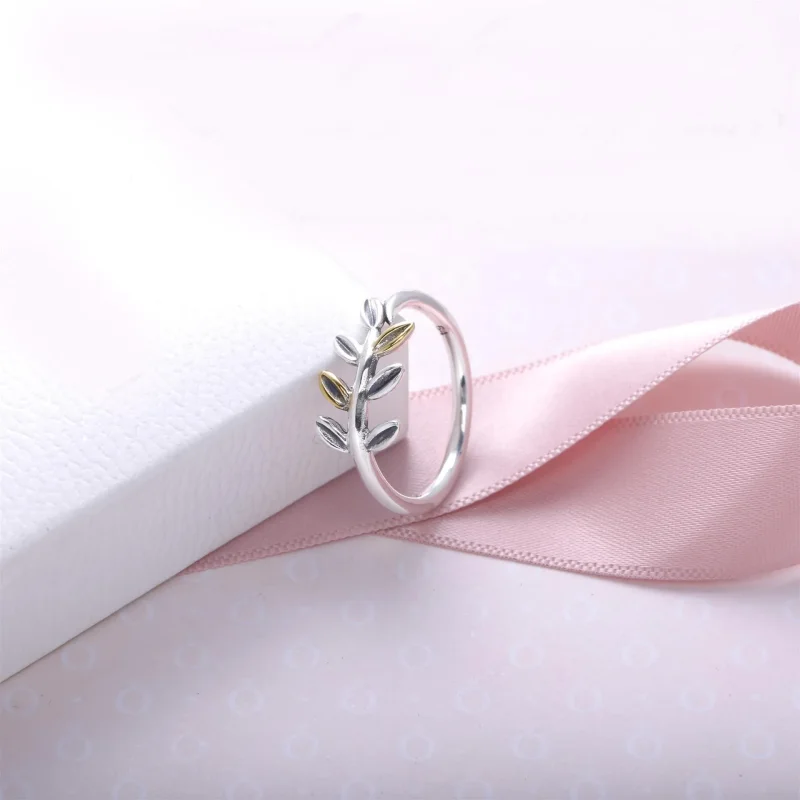 (immagine per) Anello con foglie in argento e oro - 190920 - Anelli | PANDORA - Visualizza 3