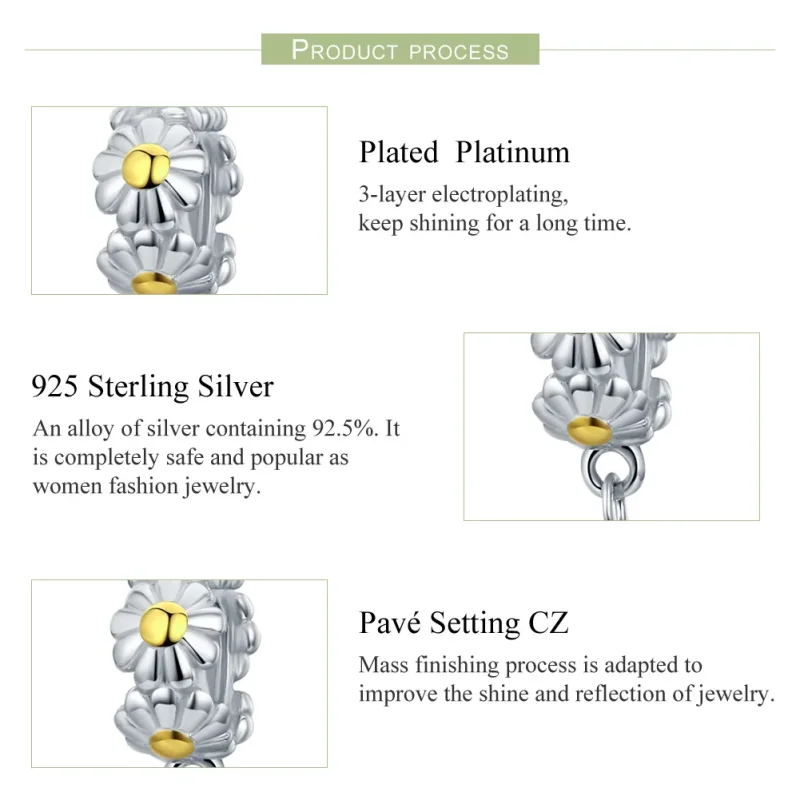 (immagine per) Catena di Sicurezza tipo Pandora Fiori Margherita - SCC618 - Visualizza 6