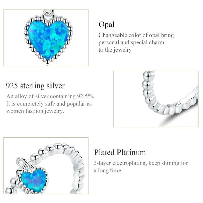 (immagine per) Parure di gioielli tipo Pandora Cuore blu scuro - SET018 - Visualizza 6