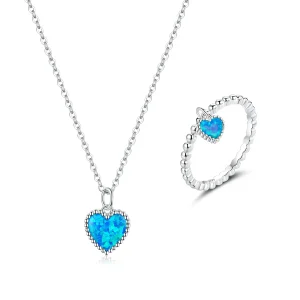 Parure di gioielli tipo Pandora Cuore blu scuro - SET018 (immagine per) Parure di gioielli tipo Pandora Cuore blu scuro - SET018