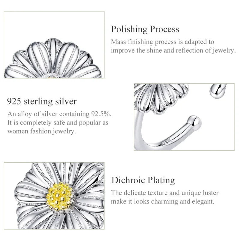 (immagine per) Parure di gioielli tipo Pandora Fiori Margherita - SET001 - Visualizza 2