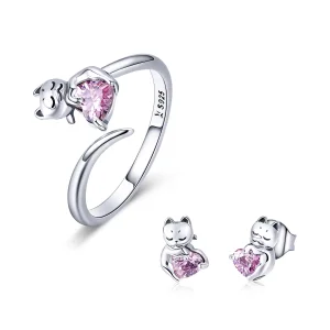 Parure di gioielli tipo Pandora Gatto adorabile - SET002 (immagine per) Parure di gioielli tipo Pandora Gatto adorabile - SET002