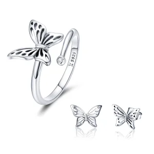 Parure di gioielli tipo Pandora Sogno di farfalle - SET003 (immagine per) Parure di gioielli tipo Pandora Sogno di farfalle - SET003
