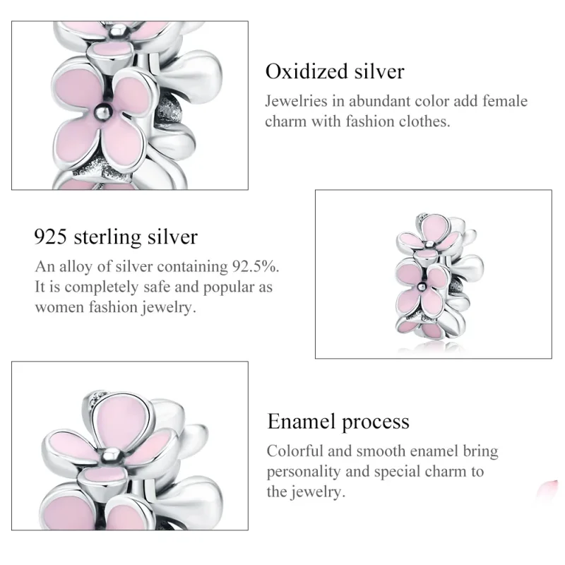 (immagine per) Distanziatore tipo Pandora Fiore rosa - SCC1484 - Visualizza 6