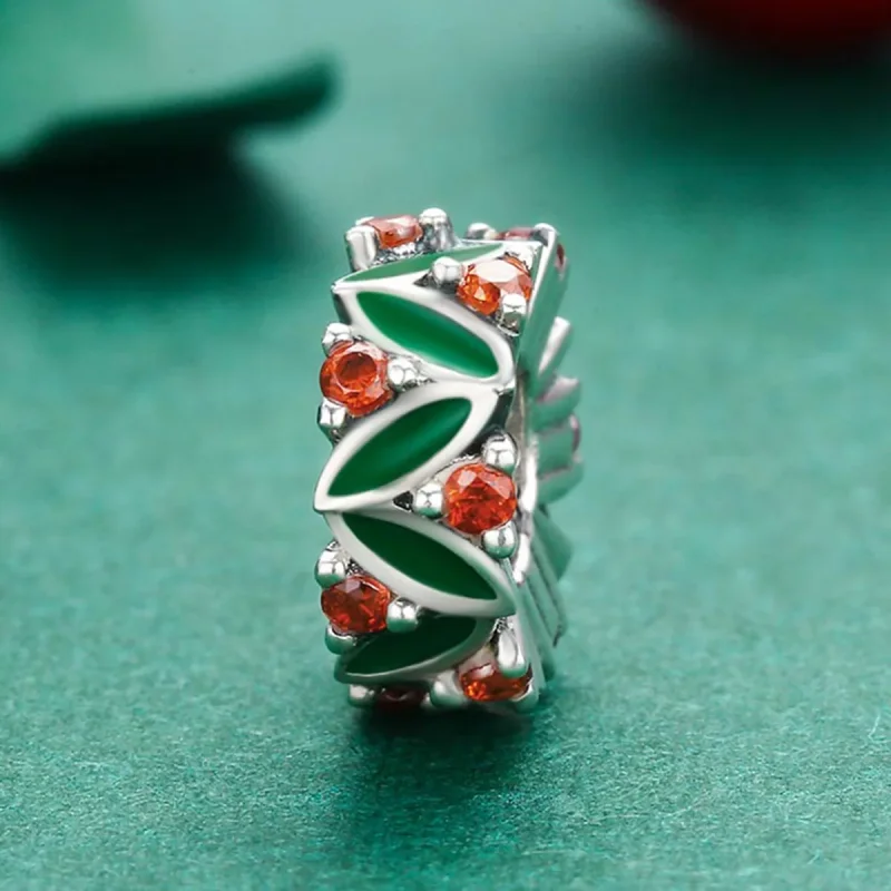 (immagine per) Distanziatore tipo Pandora Foglie di albero di Natale - SCC317 - Visualizza 3
