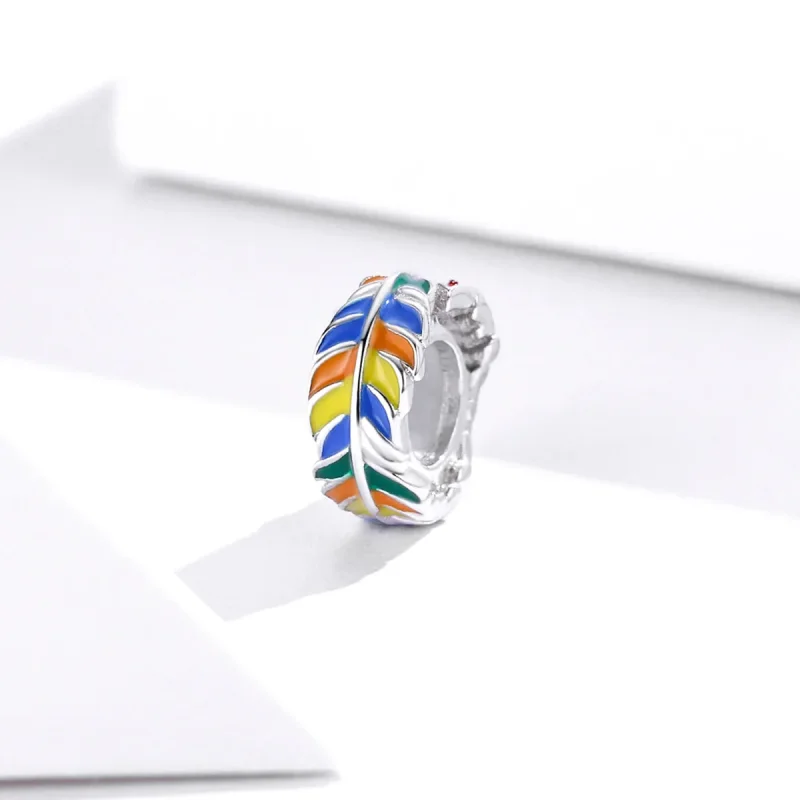 (immagine per) Distanziatore tipo Pandora Piuma colorata - BSC305 - Visualizza 2