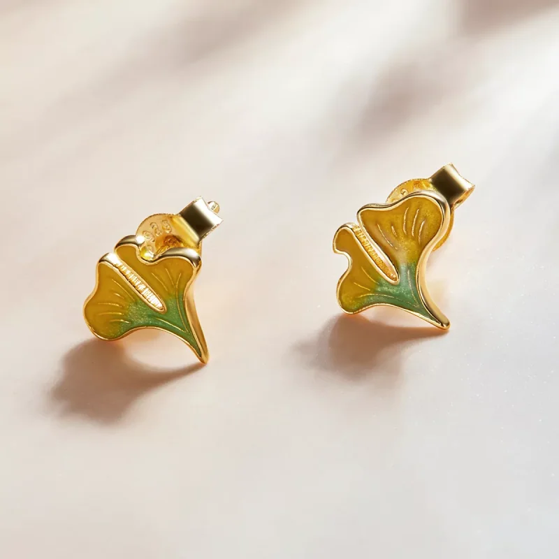 (immagine per) Orecchini a Lobo tipo Pandora Autunno - Ginkgo Biloba - SCE1247 - Visualizza 2
