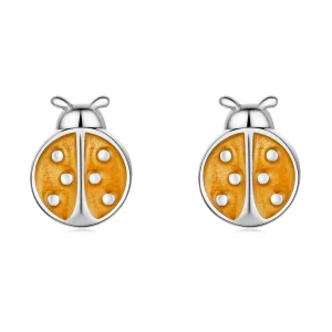 (immagine per) Orecchini a Lobo tipo Pandora Coccinella arancione - SCE1345