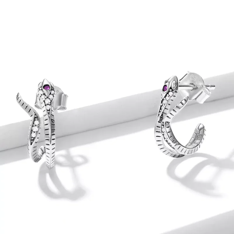 (immagine per) Orecchini a Lobo tipo Pandora Delicato serpente d'argento - BSE565 - Visualizza 3