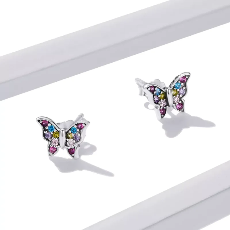 (immagine per) Orecchini a Lobo tipo Pandora Farfalla colorata - BSE514 - Visualizza 4