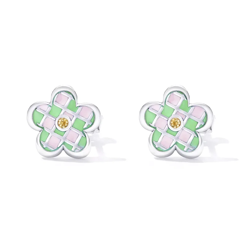 (immagine per) Orecchini a Lobo tipo Pandora Fiori a scacchiera - SCE1387 - Visualizza 2