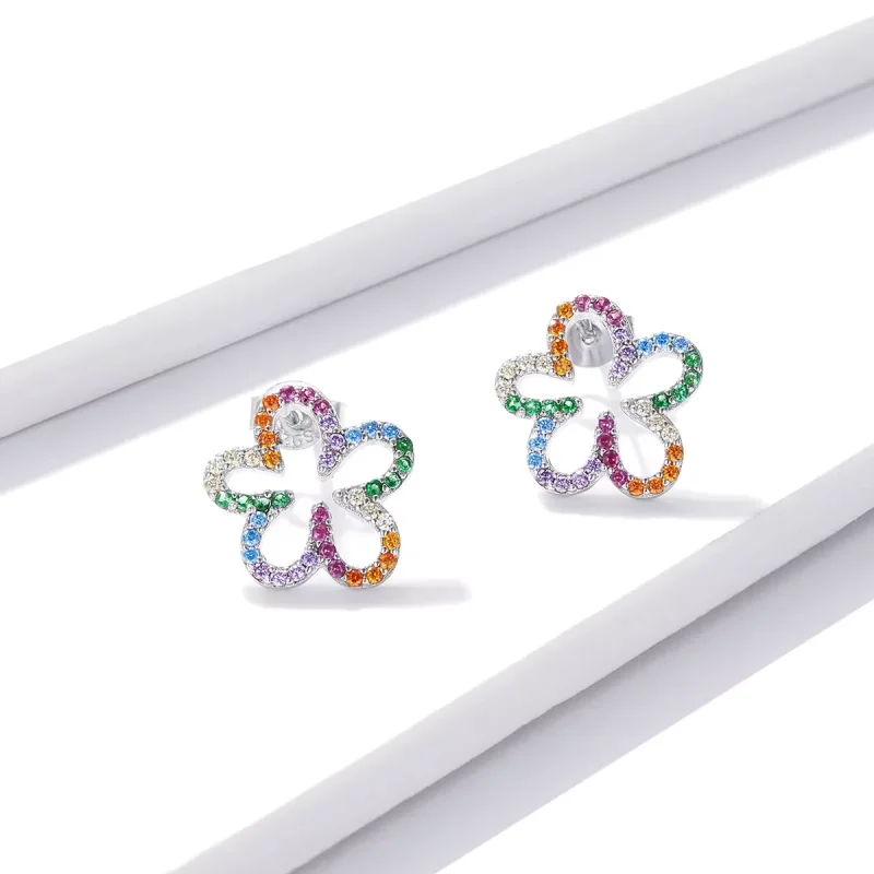 (immagine per) Orecchini a Lobo tipo Pandora Fiori dai sette colori - BSE487 - Visualizza 2