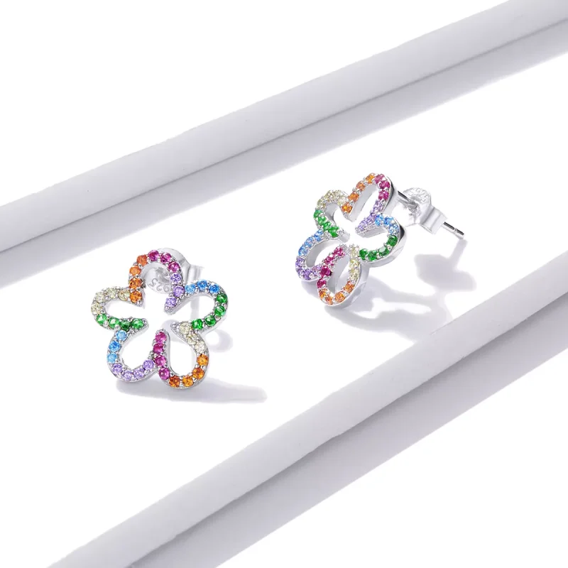 (immagine per) Orecchini a Lobo tipo Pandora Fiori dai sette colori - BSE487 - Visualizza 3